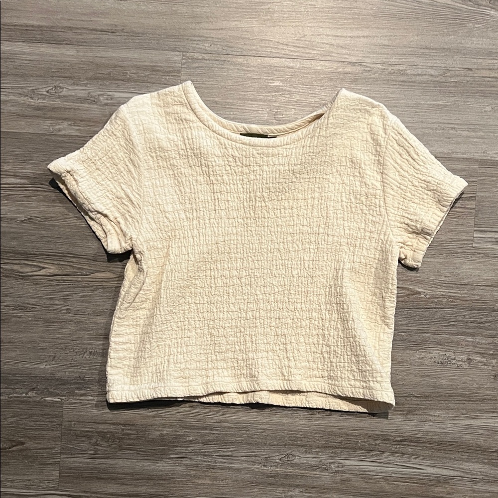 100% Crinkle Cotton Cream Textured Women's Top